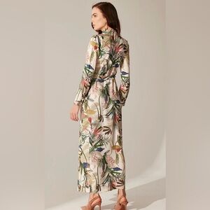 Studio F Floral & Lace Tie Front Cardigan with Balloon Sleeves